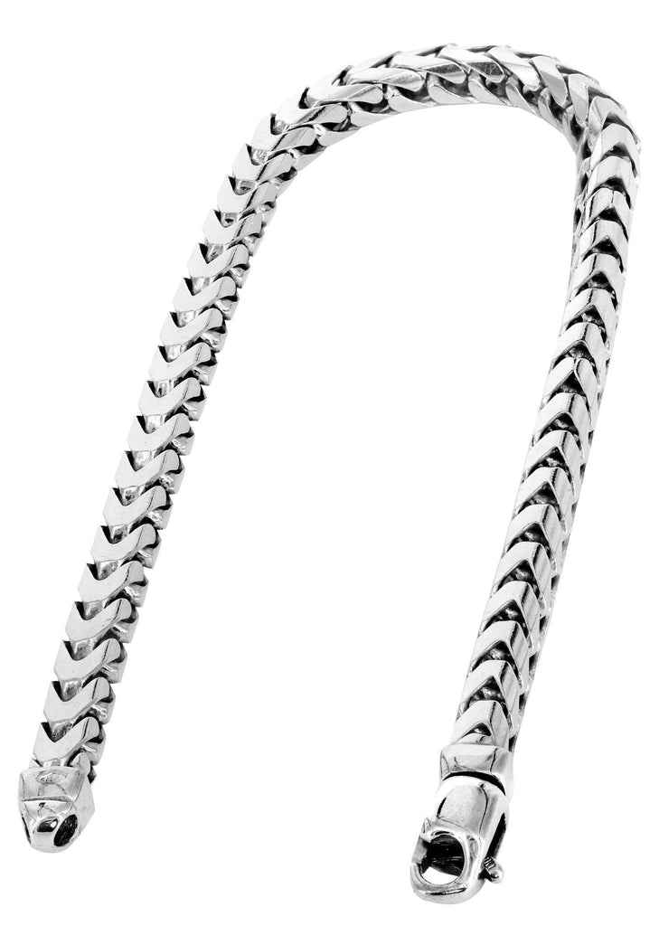 Solid Mens Franco Bracelet 10K White Gold Men's Gold Bracelets FROST NYC 