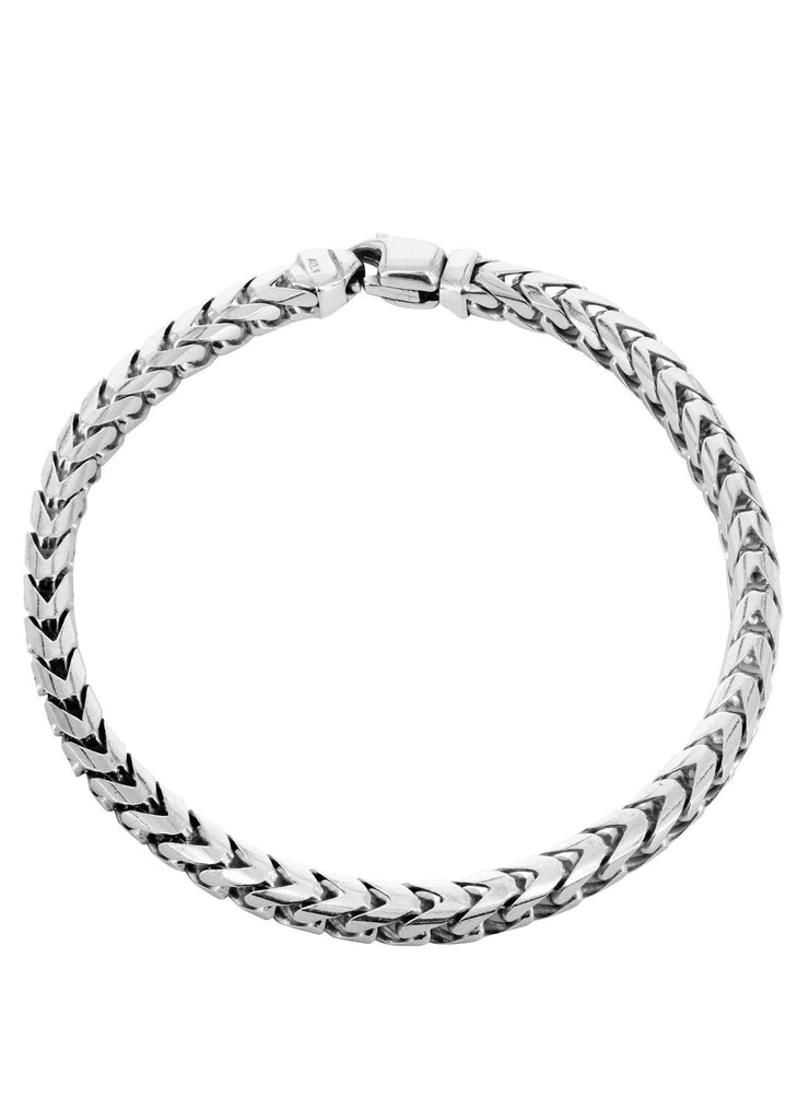 Solid Mens Franco Bracelet 10K White Gold Men's Gold Bracelets FROST NYC 