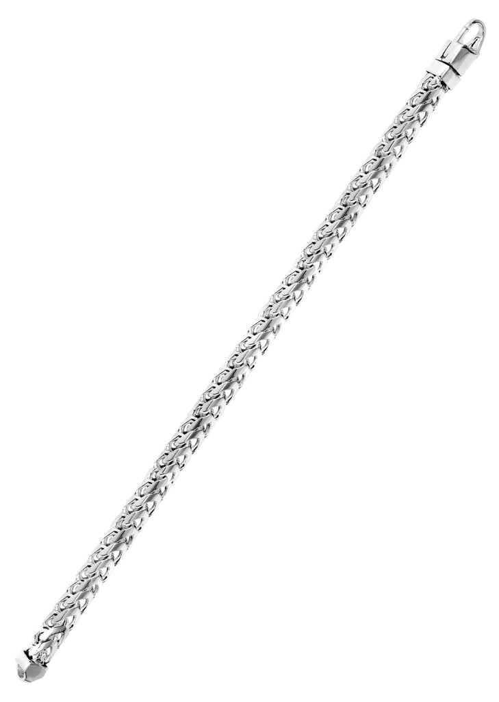 Solid Mens Franco Bracelet 10K White Gold Men's Gold Bracelets FROST NYC 
