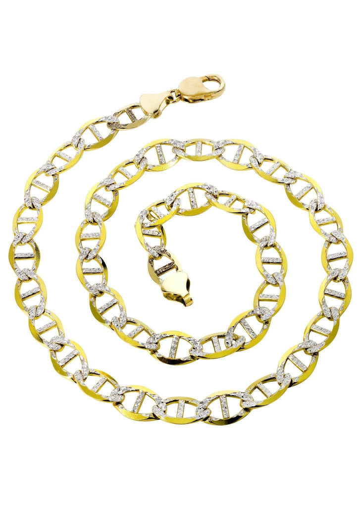 Gold Chain - Mens Diamond Cut Mariner Chain 10K Gold MEN'S CHAINS FROST NYC 