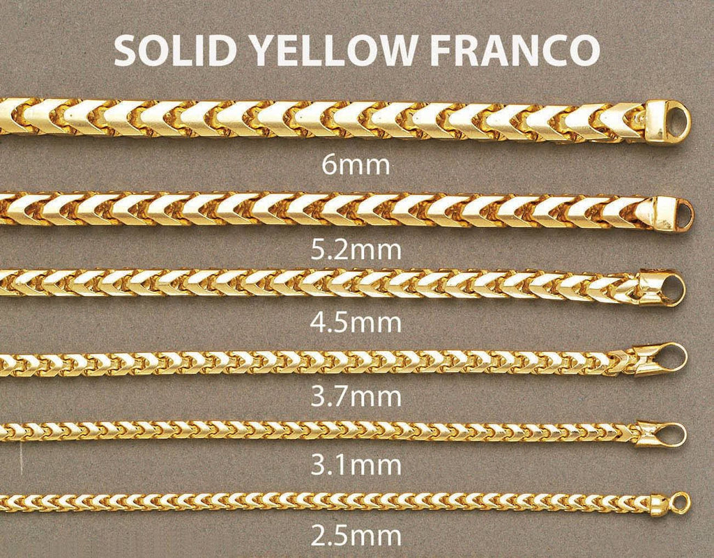 14K Gold Chain - Mens Solid Franco Chain MEN'S CHAINS FROST NYC 