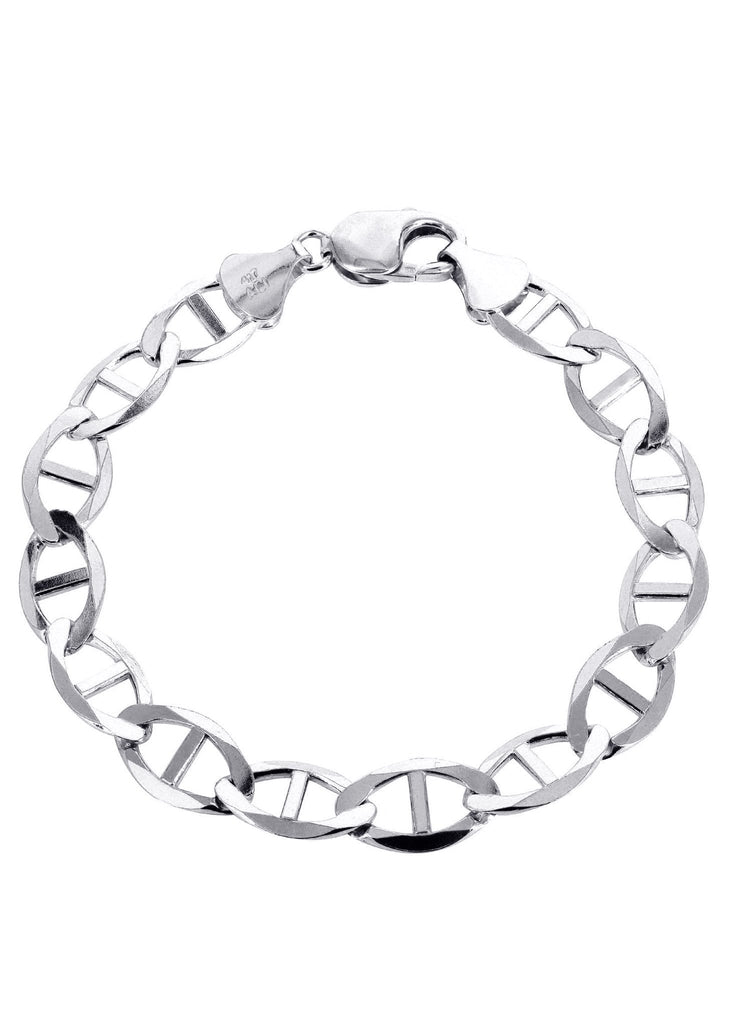 Solid Mens Mariner Bracelet 10K White Gold Men's Gold Bracelets MANUFACTURER 1 