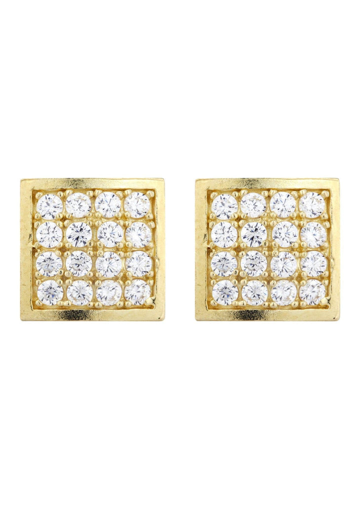 CZ 10K Yellow Gold Studs | Appx. Diameter 0.4 Inches Gold Stud Earrings FROST NYC 