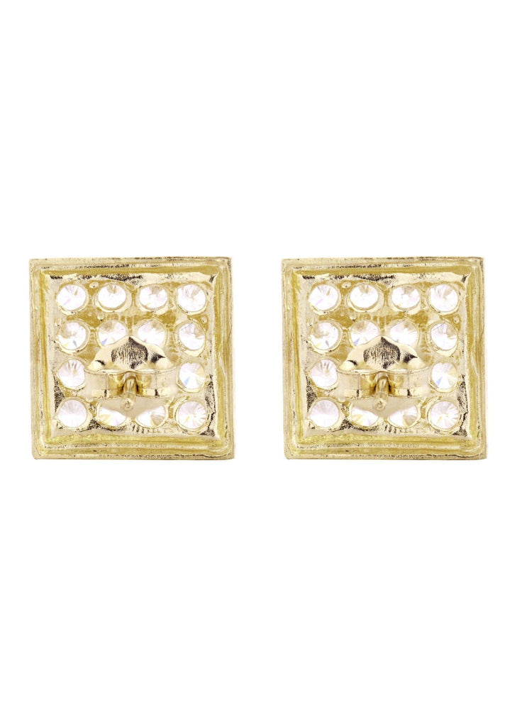 CZ 10K Yellow Gold Studs | Appx. Diameter 0.4 Inches Gold Stud Earrings FROST NYC 