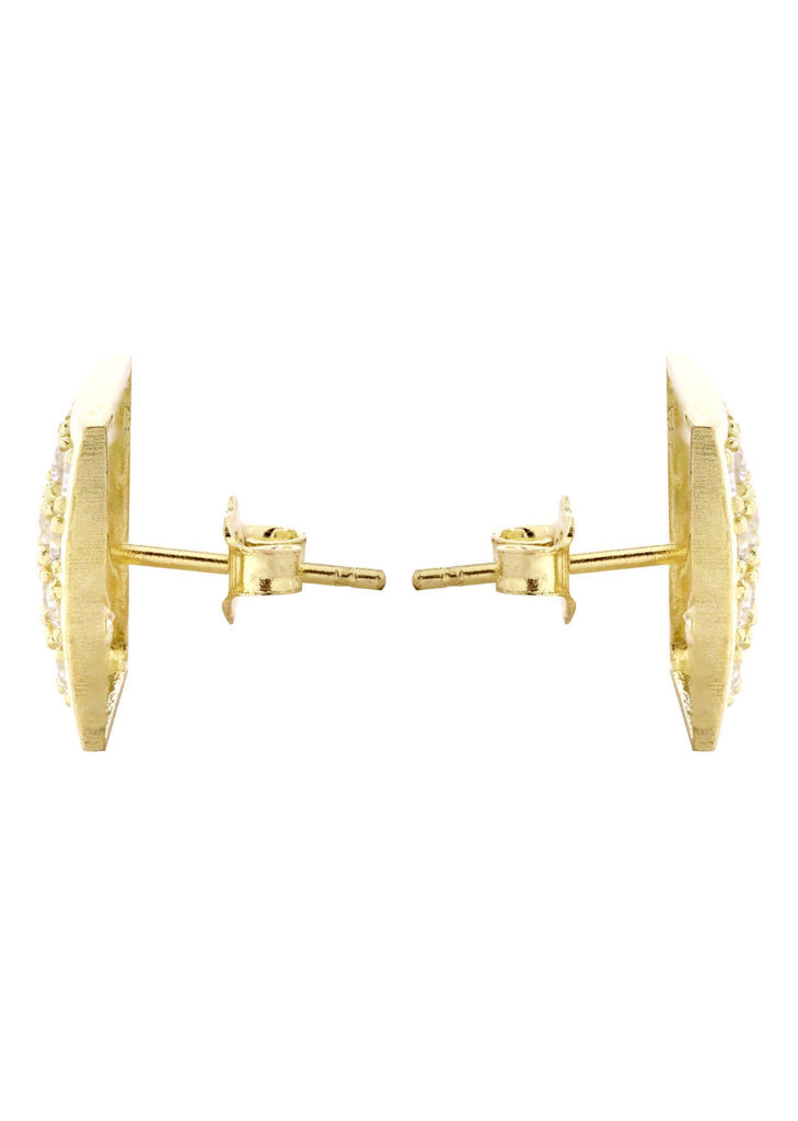 Square Cz 10K Yellow Gold Earrings | Appx 3/8 Inches Wide Gold Earrings For Men FROST NYC 