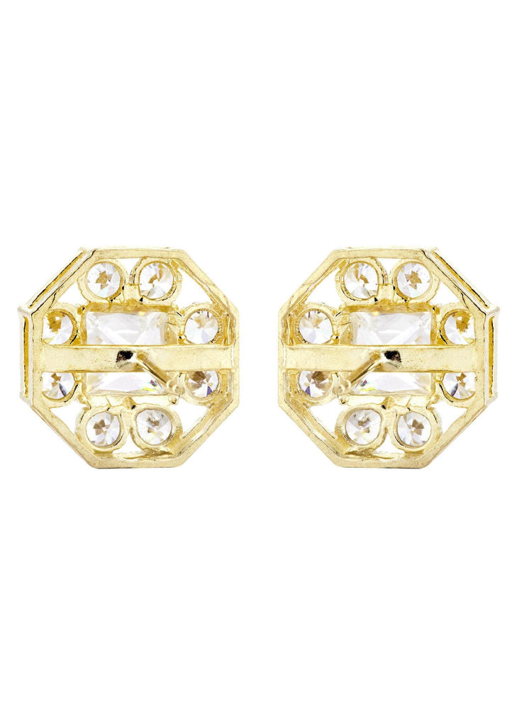 Cz 10K Yellow Gold Studs | Appx. Diameter 0.5 Inches Gold Stud Earrings FROST NYC 