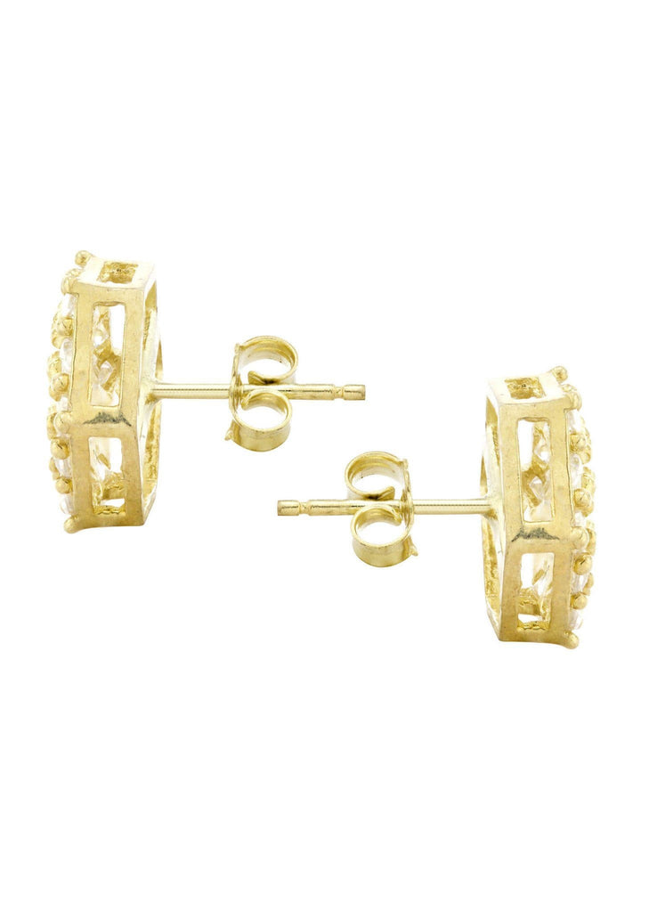 Octagon Cz 10K Yellow Gold Earrings | Appx 1/2 Inches Wide Gold Earrings For Men FROST NYC 