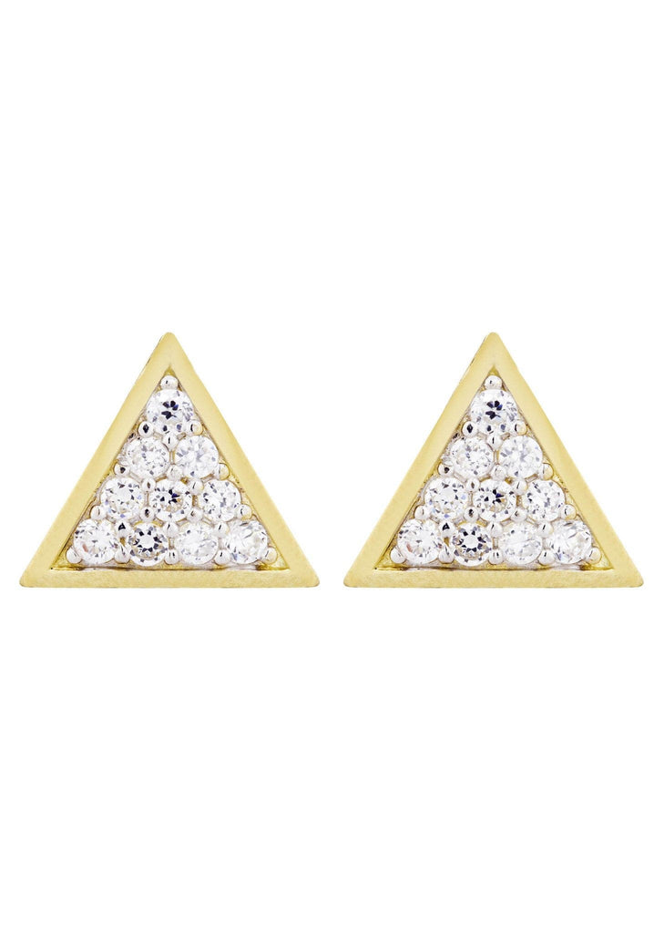 Cz 10K Yellow Gold Studs | Appx. Diameter 0.5 Inches Gold Stud Earrings FROST NYC 