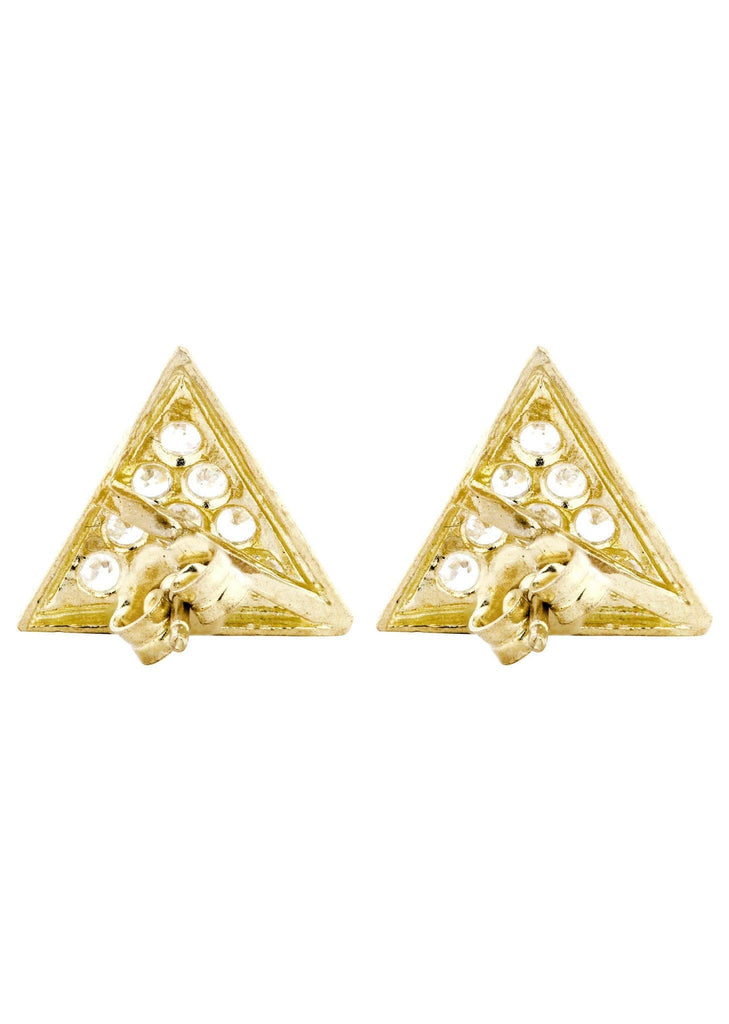 Cz 10K Yellow Gold Studs | Appx. Diameter 0.5 Inches Gold Stud Earrings FROST NYC 