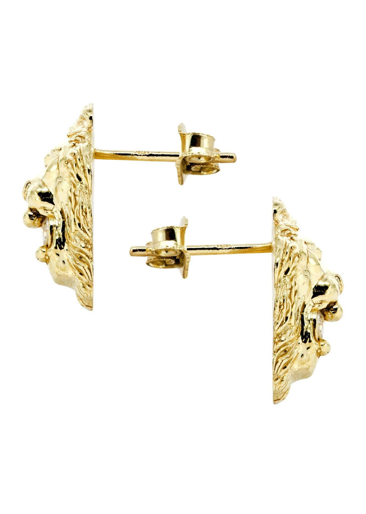 Lion 10K Yellow Gold Studs | Appx. Diameter 0.5 Inches Gold Stud Earrings FROST NYC 