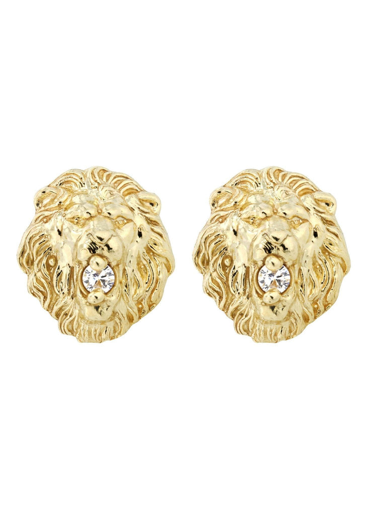 Lion 10K Yellow Gold Studs | Appx. Diameter 0.3 Inches Gold Stud Earrings FROST NYC 