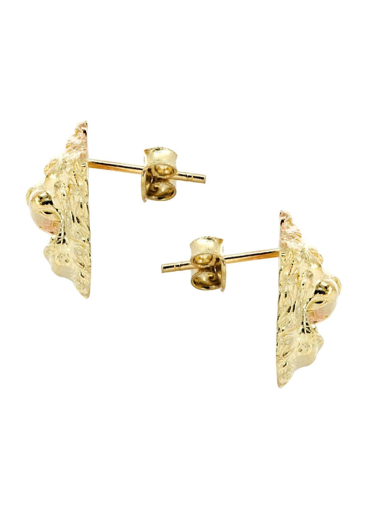 Lion 10K Yellow Gold Studs | Appx. Diameter 0.5 Inches Gold Stud Earrings FROST NYC 