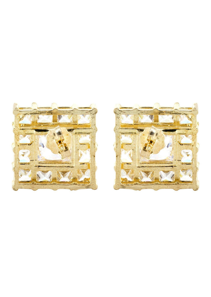 Cz 10K Yellow Gold Studs | Appx. Diamter 0.5 Inches Gold Stud Earrings FROST NYC 