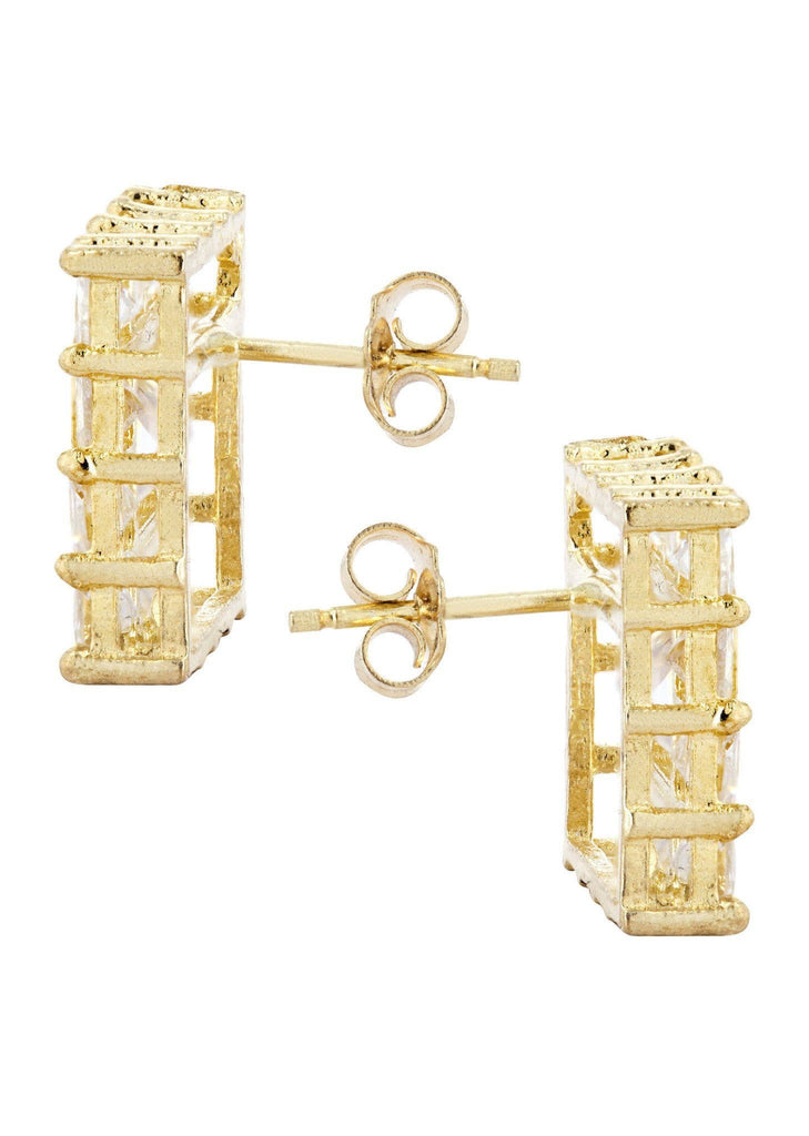 Princess Cz 10K Yellow Gold Earrings | Appx 1/2 Inches Wide Gold Earrings For Men FROST NYC 