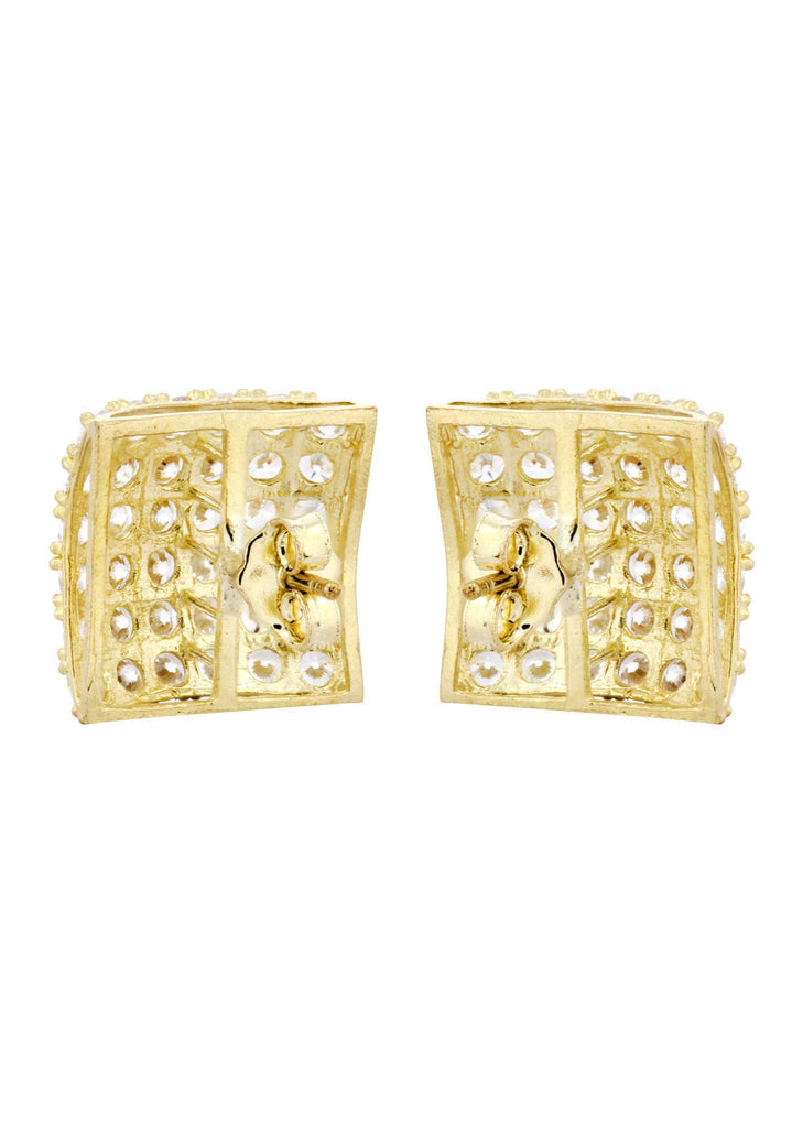 Square Cz 10K Yellow Gold Earrings | Appx 1/2 Inches Wide Gold Earrings For Men FROST NYC 