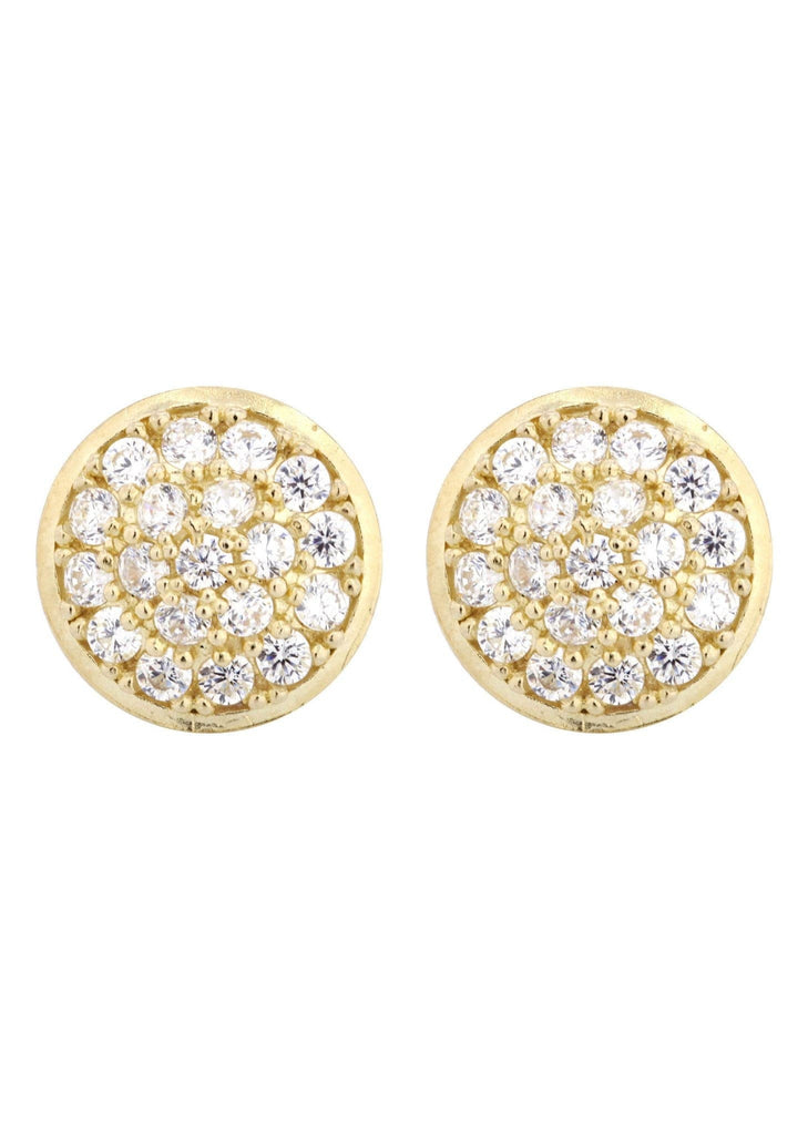 Cz 10K Yellow Gold Studs | Appx. Diameter 0.5 Inches Gold Stud Earrings FROST NYC 