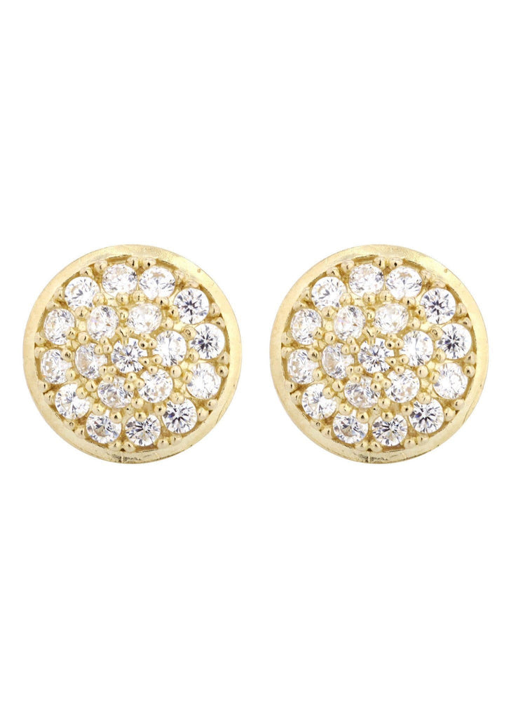 Circle Cz 10K Yellow Gold Earrings | Appx 1/2 Inches Wide Gold Earrings For Men FROST NYC 