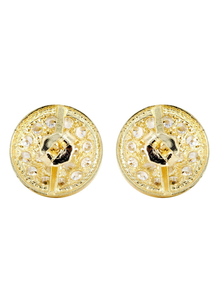 Cz 10K Yellow Gold Studs | Appx. Diameter 0.5 Inches Gold Stud Earrings FROST NYC 