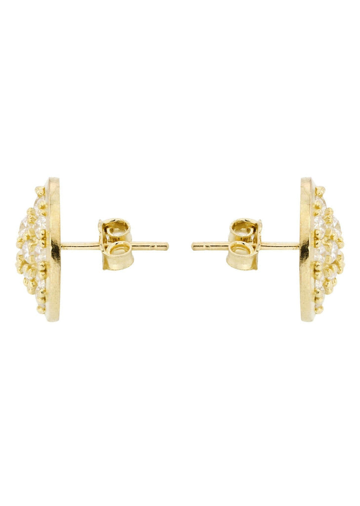 Cz 10K Yellow Gold Studs | Appx. Diameter 0.5 Inches Gold Stud Earrings FROST NYC 