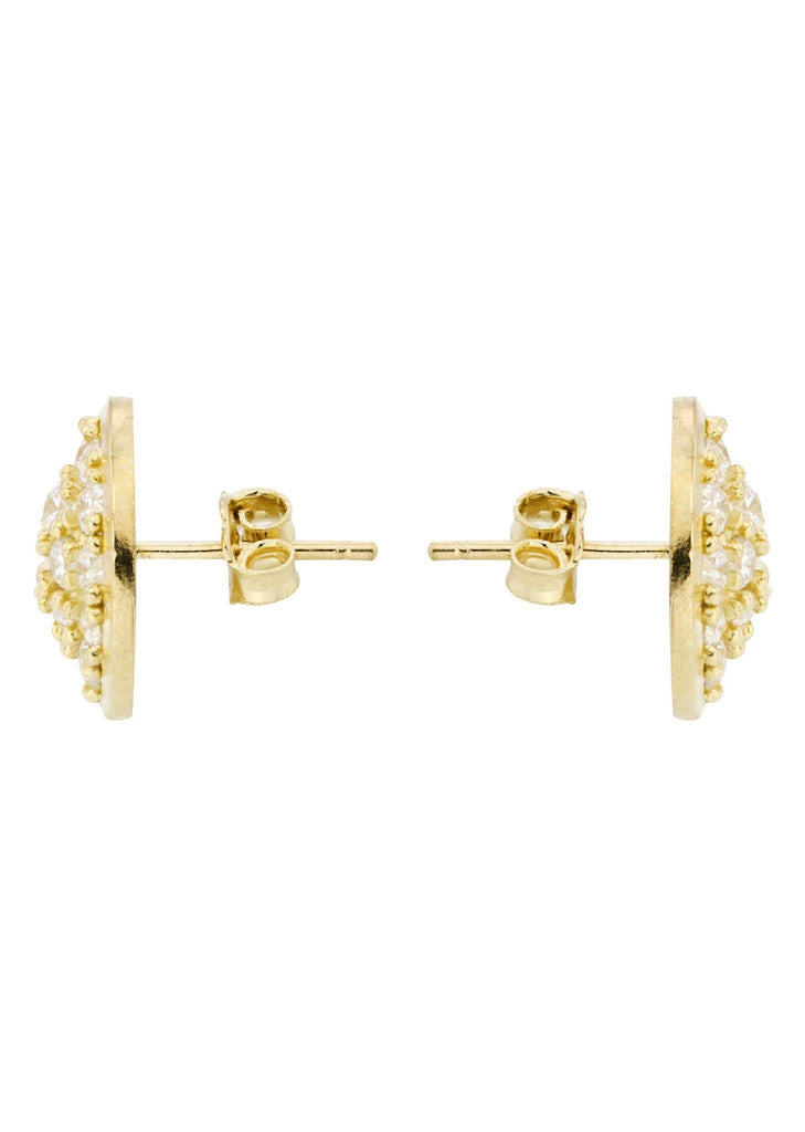 Circle Cz 10K Yellow Gold Earrings | Appx 1/2 Inches Wide Gold Earrings For Men FROST NYC 