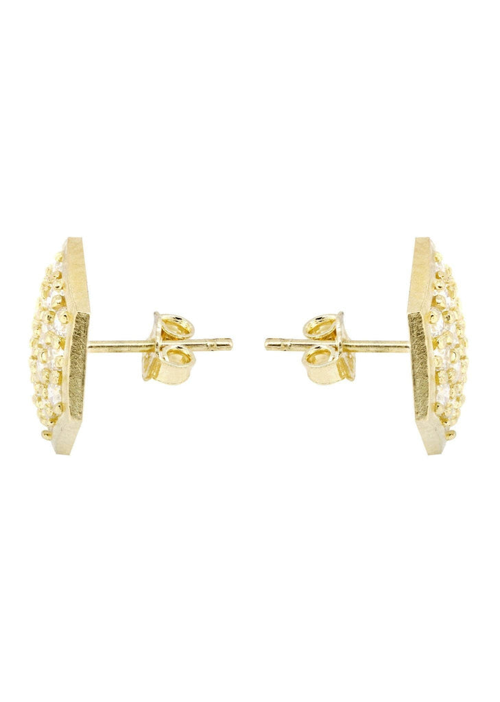 Octagon Cz 10K Yellow Gold Earrings | Appx 1/2 Inches Wide Gold Earrings For Men FROST NYC 