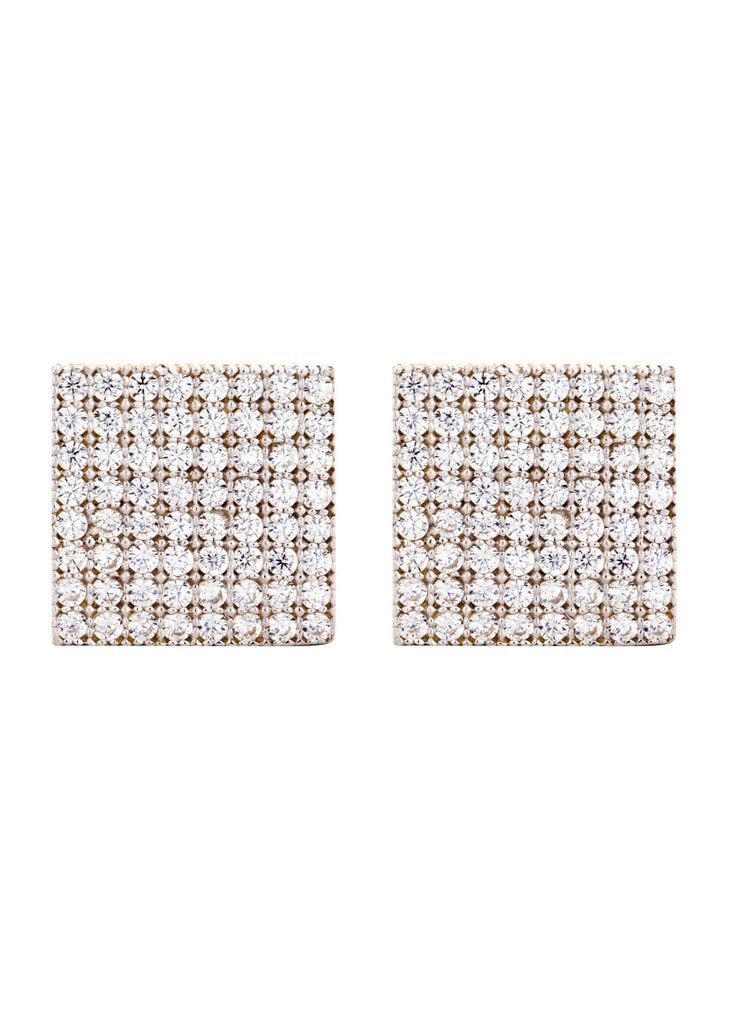 Square Cz 10K Yellow Gold Earrings | Appx 1/2 Inches Wide Gold Earrings For Men FROST NYC 