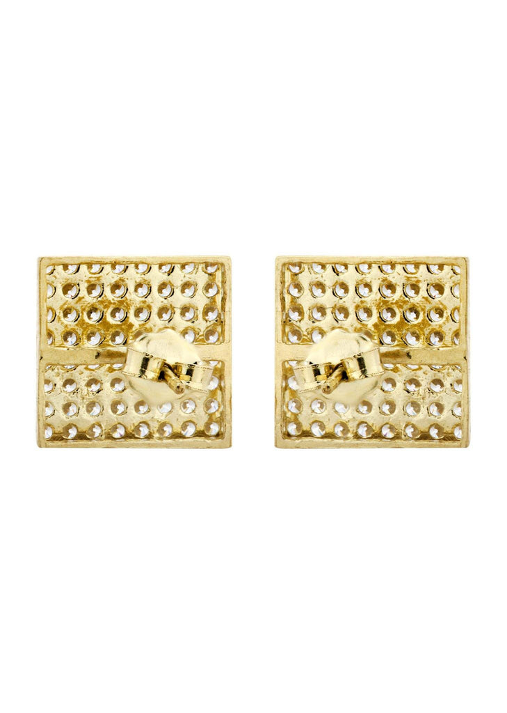 Square Cz 10K Yellow Gold Earrings | Appx 1/2 Inches Wide Gold Earrings For Men FROST NYC 