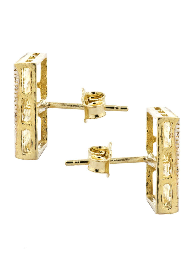 Square Cz 10K Yellow Gold Earrings | Appx 1/2 Inches Wide Gold Earrings For Men FROST NYC 