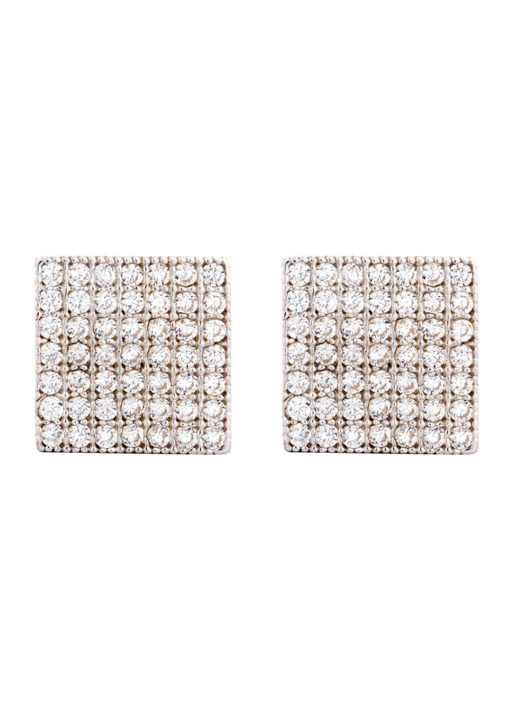 Square Cz 10K Yellow Gold Earrings | Appx 3/8 Inches Wide Gold Earrings For Men FROST NYC 