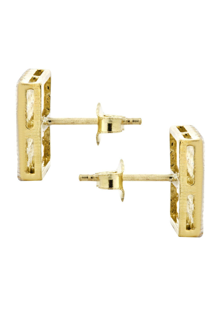 Square Cz 10K Yellow Gold Earrings | Appx 3/8 Inches Wide Gold Earrings For Men FROST NYC 