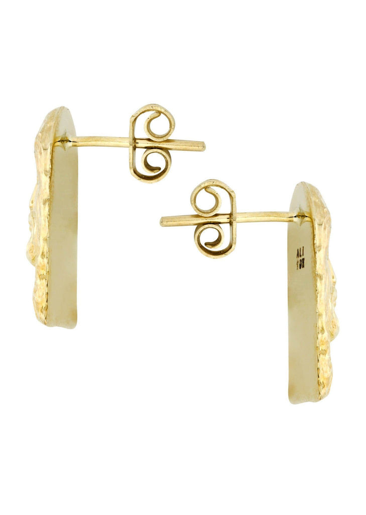 Jesus Head 10K Yellow Gold Earrings | Appx 1/2 Inches Wide Gold Earrings For Men FROST NYC 