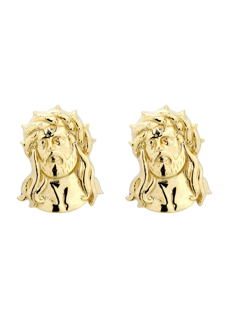 Jesus 10K Yellow Gold Studs | Appx. Diameter 0.5 Inches Gold Stud Earrings FROST NYC 