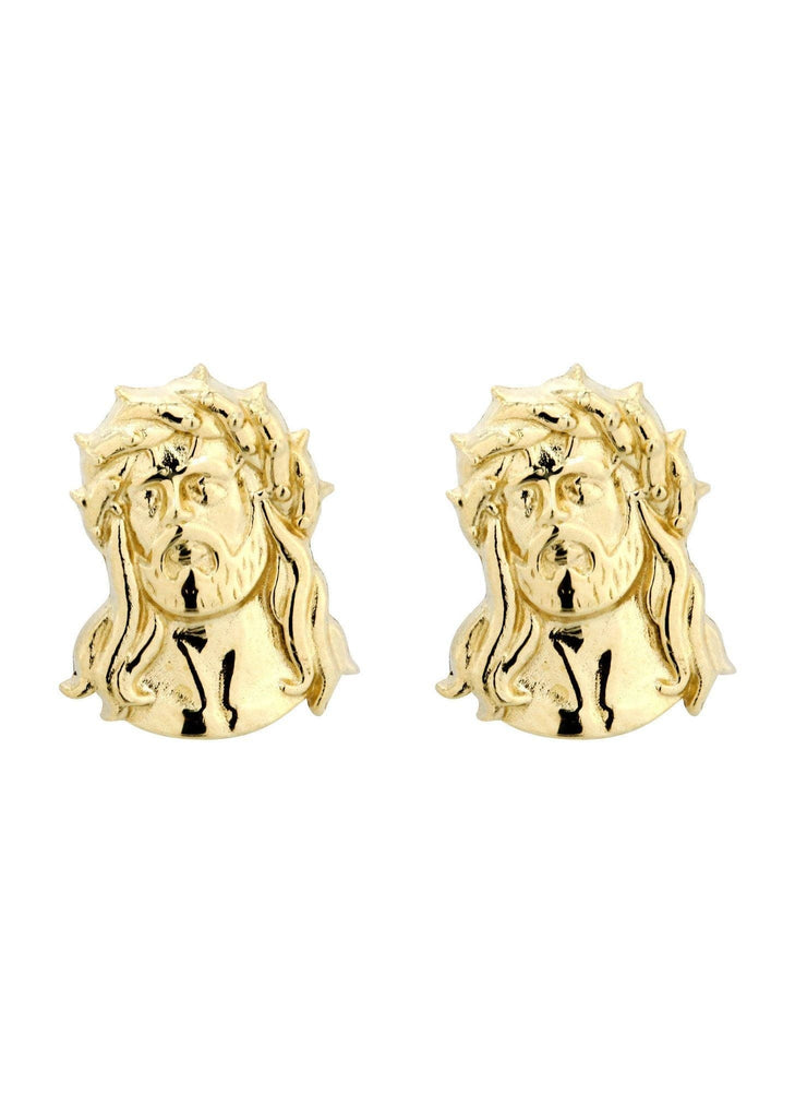 Jesus Head 10K Yellow Gold Earrings | Appx 1/4 Inches Wide Gold Earrings For Men FROST NYC 