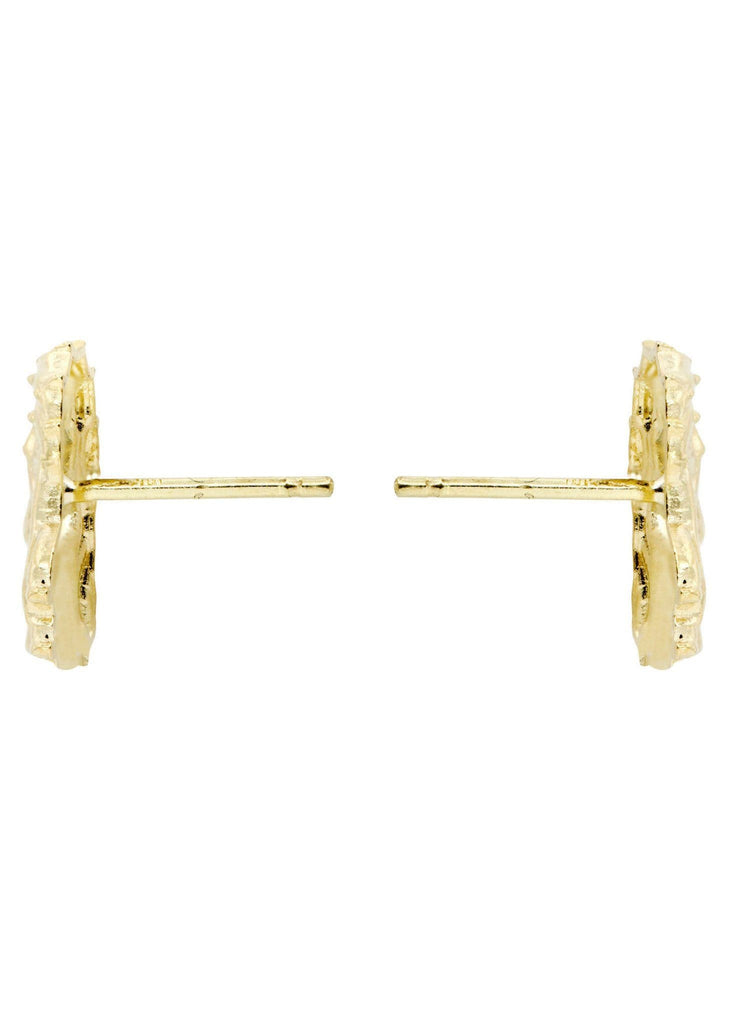 Jesus Head 10K Yellow Gold Earrings | Appx 1/4 Inches Wide Gold Earrings For Men FROST NYC 