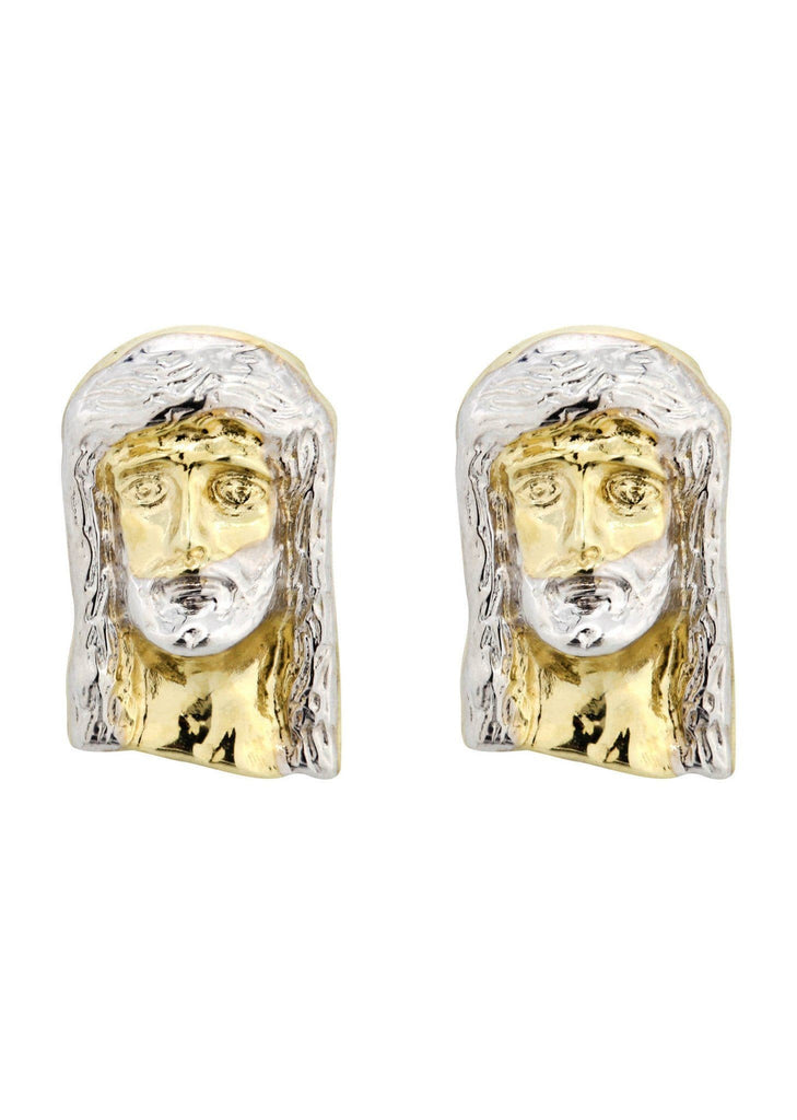 Jesus Head 10K Yellow Gold Earrings | Appx 3/8 Inches Wide Gold Earrings For Men FROST NYC 