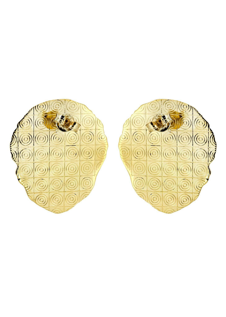 Lion Head 10K Yellow Gold Earrings | Appx 1 Inch Wide Gold Earrings For Men FROST NYC 