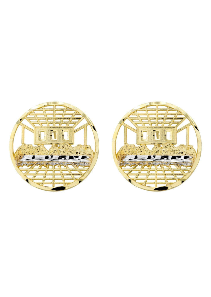 Last Supper 10K Yellow Gold Earrings | Appx 3/4 Inches Wide Gold Earrings For Men FROST NYC 