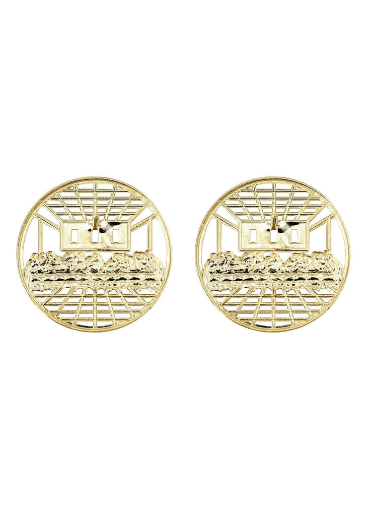 Last Supper 10K Yellow Gold Earrings | Appx 3/4 Inches Wide Gold Earrings For Men FROST NYC 