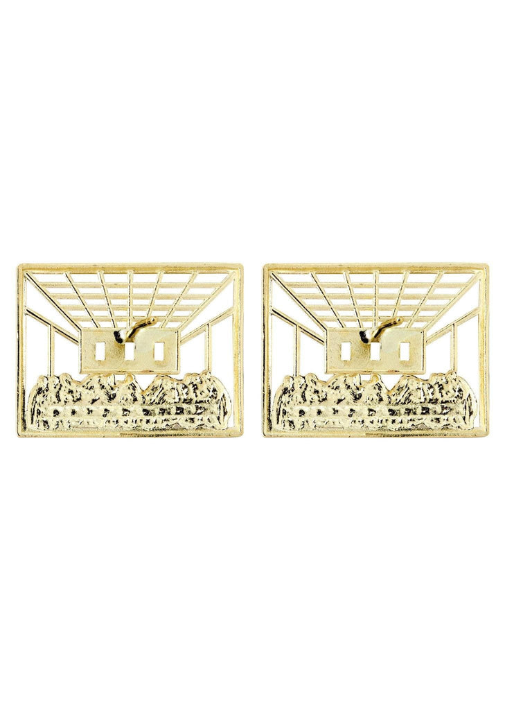 Last Supper 10K Yellow Gold Earrings | Appx 3/4 Inches Wide Gold Earrings For Men FROST NYC 