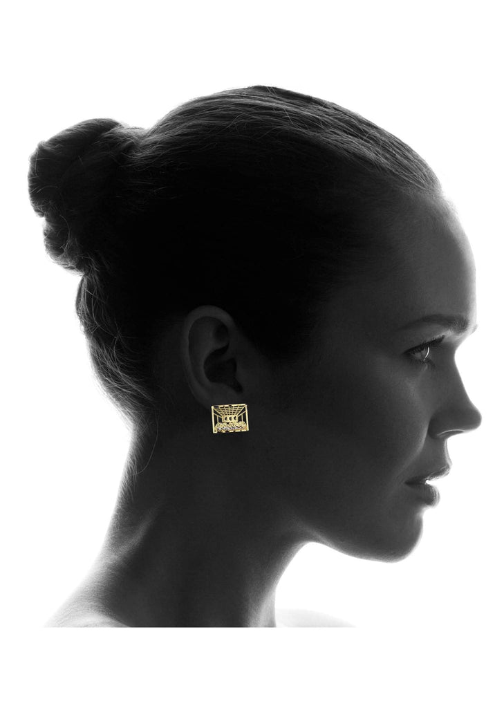 Last Supper 10K Yellow Gold Studs | Appx. Diameter 0.75 Inches Gold Stud Earrings FROST NYC 