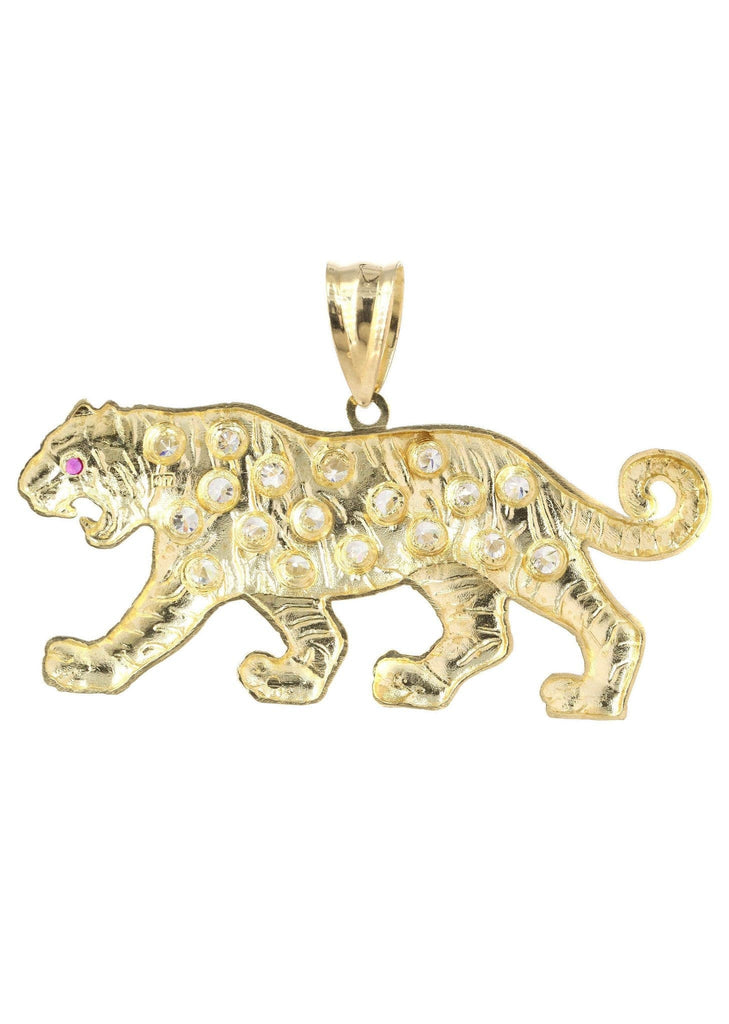 Big Tiger & Cz 10K Yellow Gold Pendant. | 19.1 Grams MEN'S PENDANTS FROST NYC 