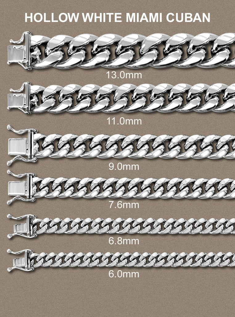 Hollow Mens Miami Cuban Link Bracelet 10K White Gold Men's Gold Bracelets MANUFACTURER 1 