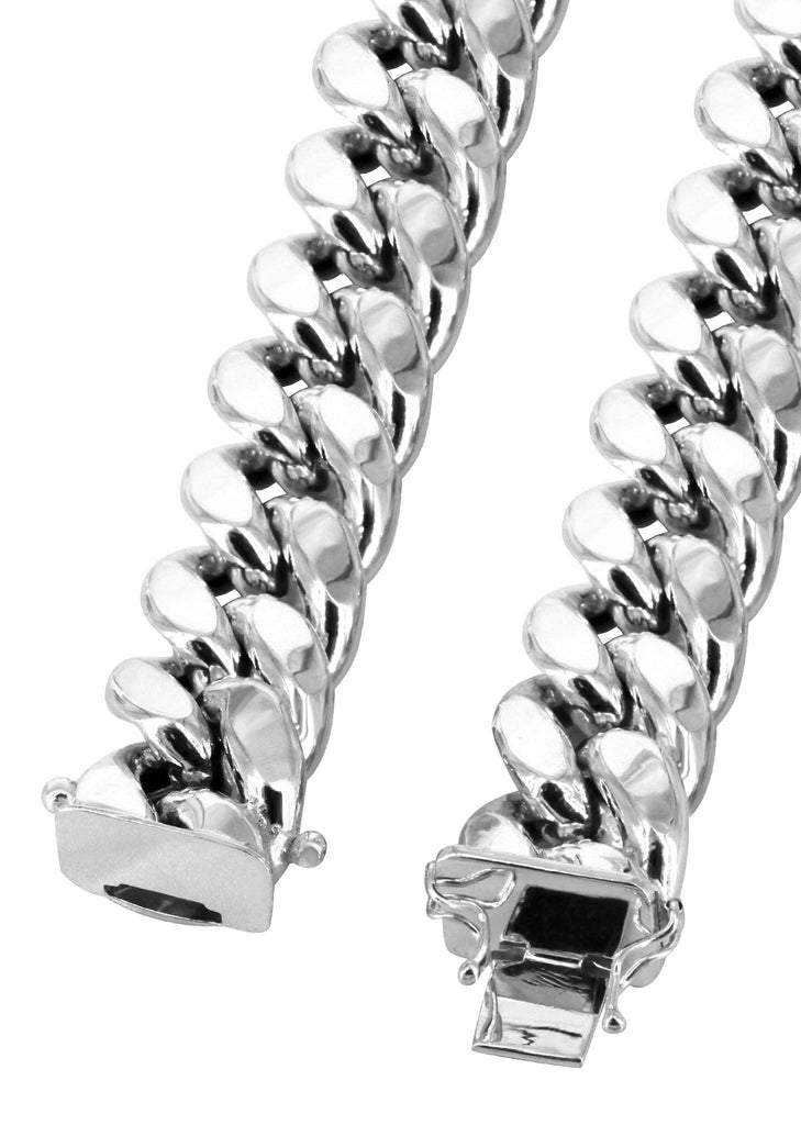 14K White Gold Chain - Hollow Miami Cuban Link Chain MEN'S CHAINS FROST NYC 