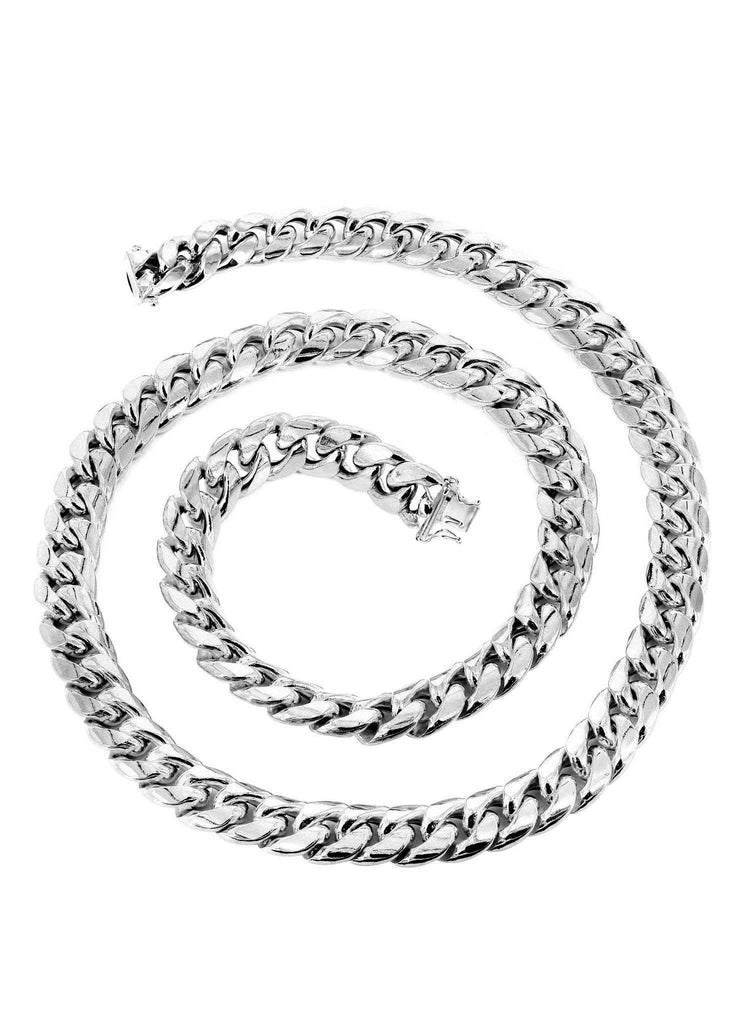 14K White Gold Chain - Hollow Miami Cuban Link Chain MEN'S CHAINS FROST NYC 