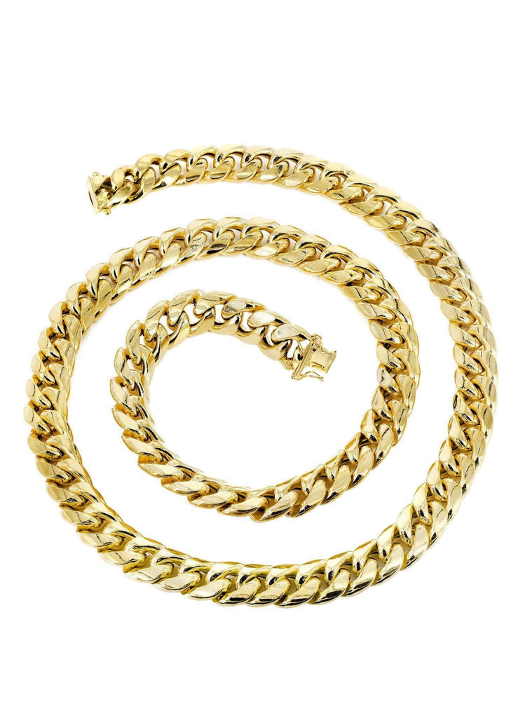 Gold Chain - Mens Hollow Miami Cuban Link Chain 10K Gold MEN'S CHAINS FROST NYC 
